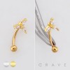MARQUISE CZ FLOWER 316L SURGICAL STEEL CURVED BARBELL/EYEBROW MARQUISE CZ FLOWER 316L SURGICAL STEEL CURVED BARBELL/EYEBROW